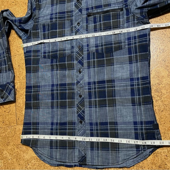 G-Star Raw Men’s Attacc Blue Cotton Plaid Long Sleeve Button Down Shirt Sz M - Picture 14 of 15